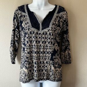 Lucky Brand 3/4 Sleeve Top blouse Size Small